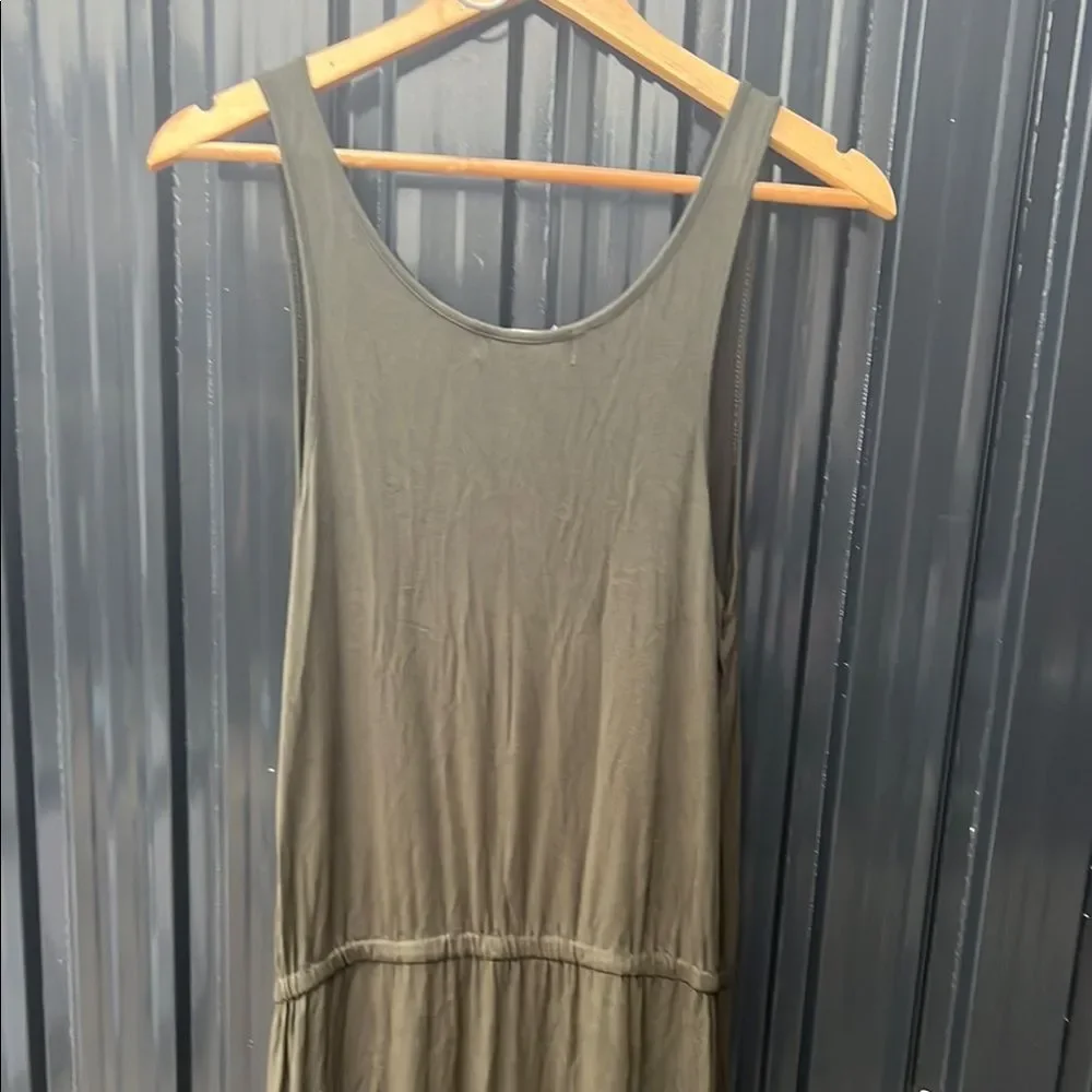 Michael Kors Olive Green Tank Maxi Dress Elastic Waist Plus Size 1X Fall Elegant
